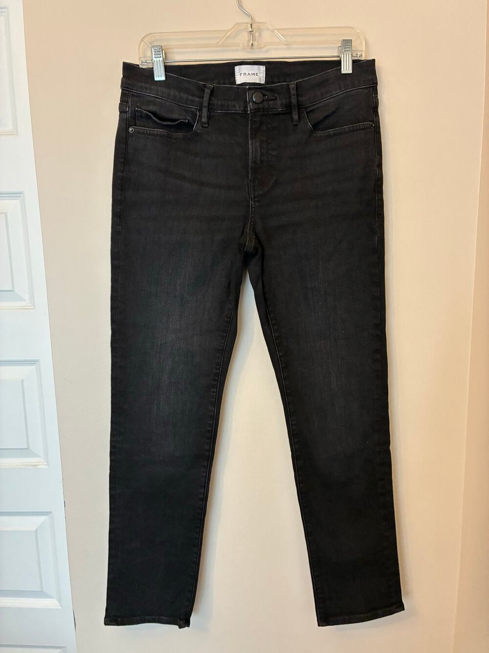 Frame Le Garcon Straight Leg Jeans Black Women's 29
